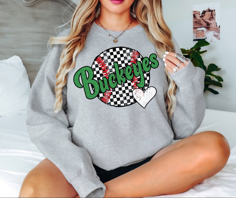 Buckeyes Checker Baseball Heart Digital Download