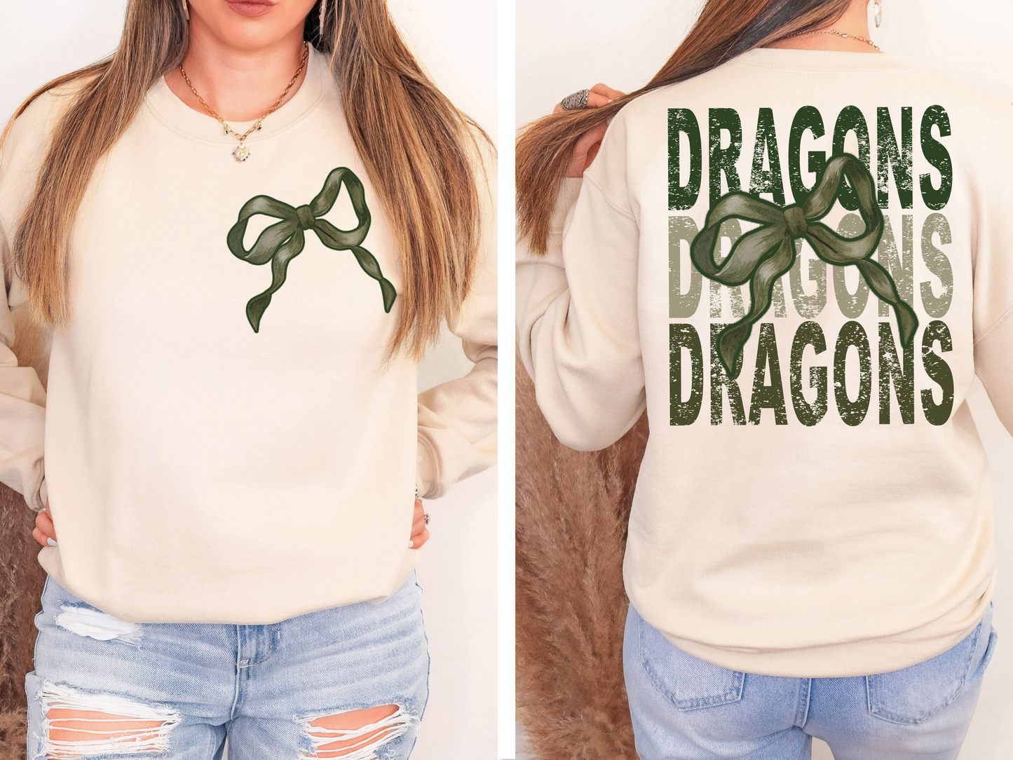 Dragons Repeat Camo Green Bow Digital Download