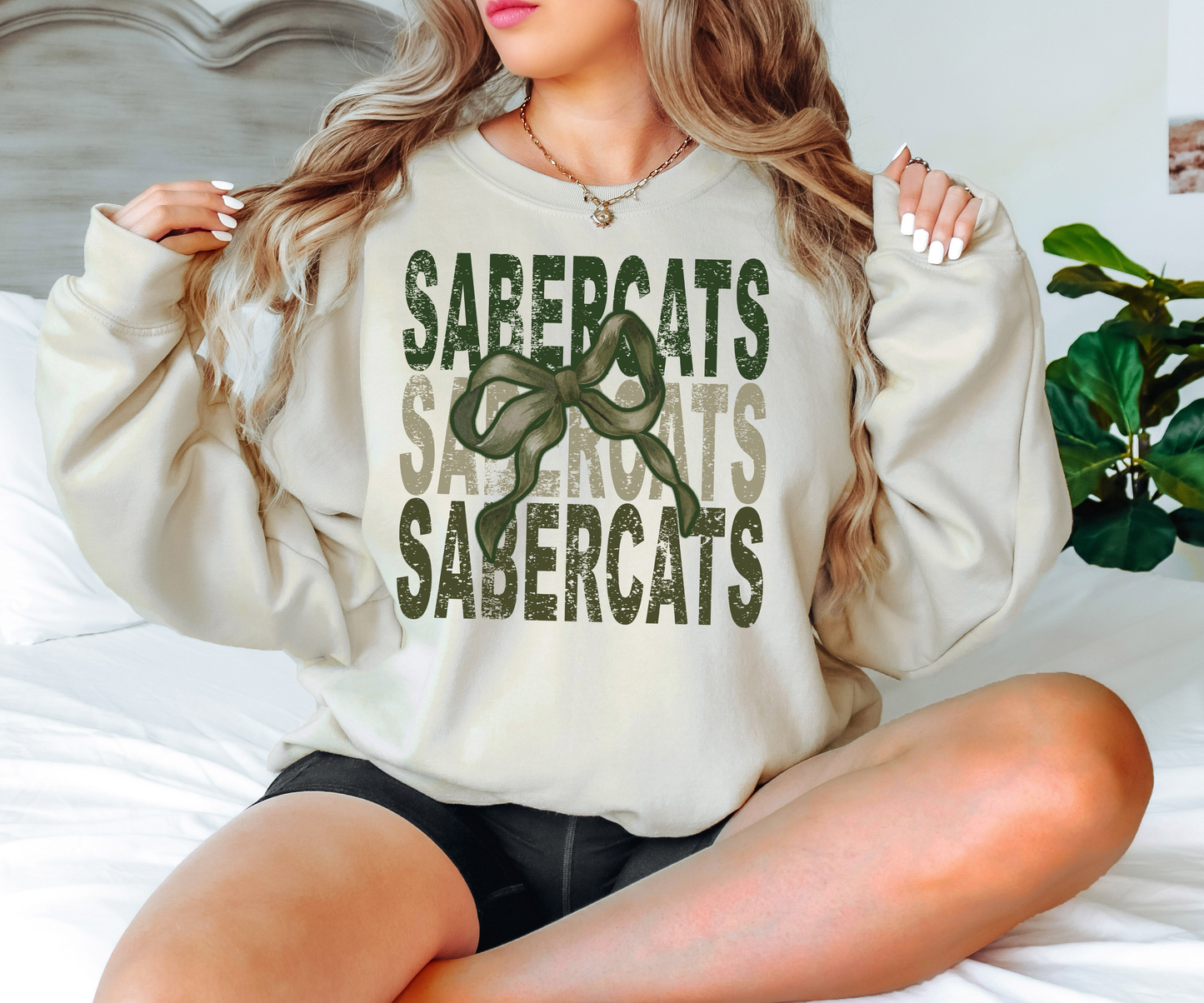 Sabercats Repeat Camo Green Bow Digital Download