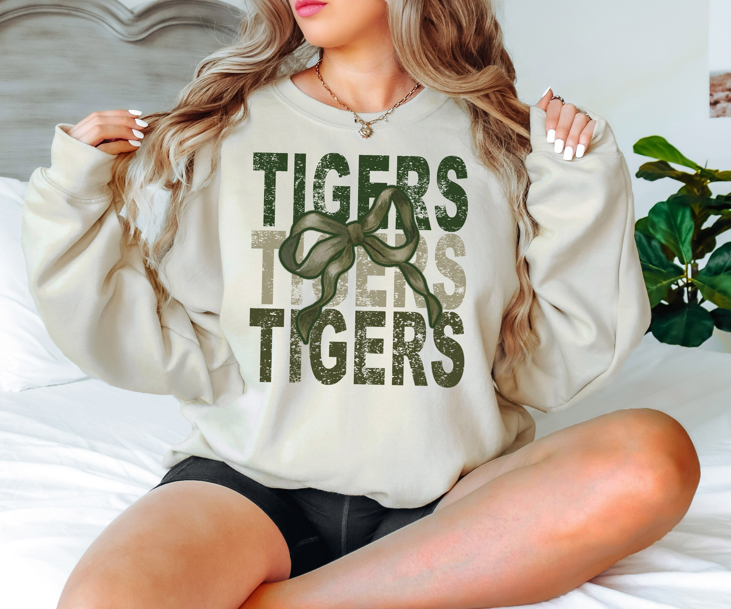 Tigers Repeat Camo Green Bow Digital Download