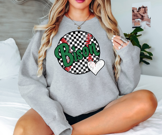 Bison Checker Baseball Heart Digital Download