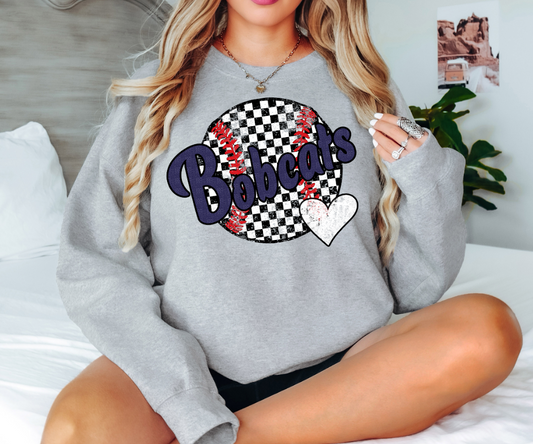 Bobcats Checker Baseball Heart Digital Download