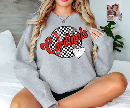 Cardinals Checker Baseball Heart Digital Download