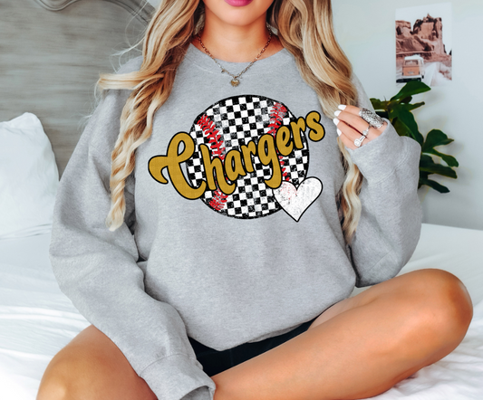 Chargers Checker Baseball Heart Digital Download