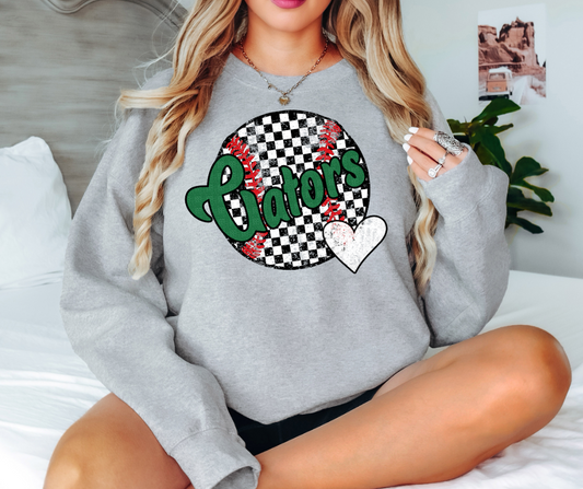 Gators Checker Baseball Heart Digital Download
