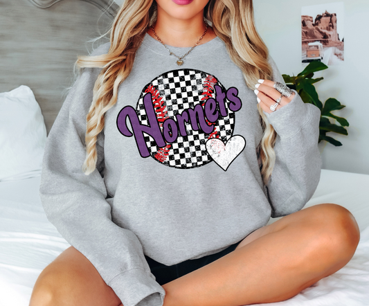 Hornets Checker Baseball Heart Digital Download