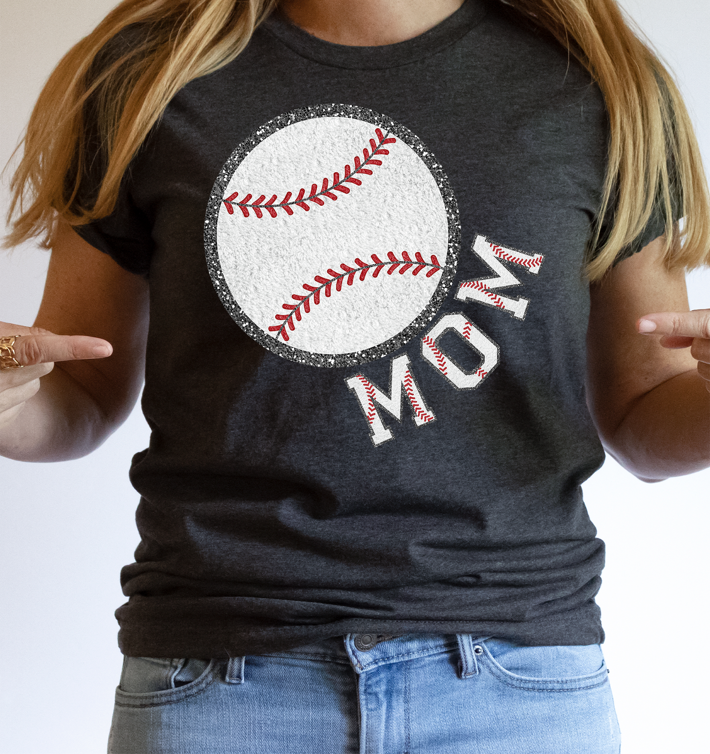 Faux Chenille Baseball Mom PNG Digital Download