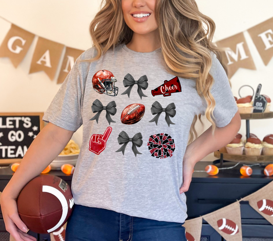 Coquette Football Team Spirit Crimson and Black PNG Digital Download