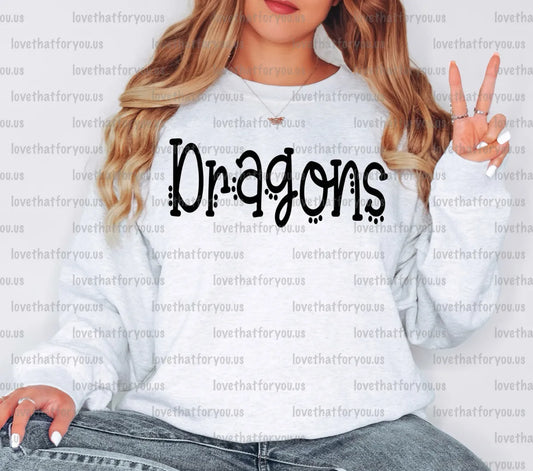 Dragons Dotted Doodle PNG Digital Download