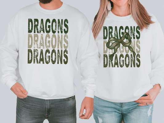Dragons Repeat Camo Green Bow Digital Download
