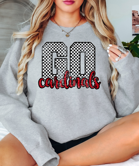 Go Cardinals Checker Distressed PNG Digital Download