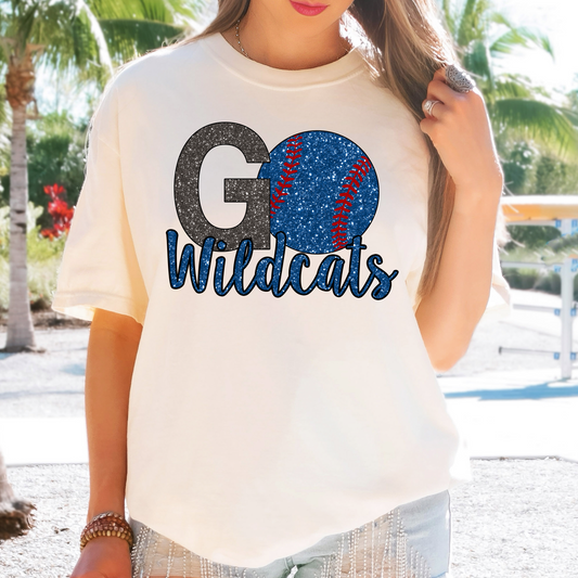 Go Wildcats Baseball Faux Glitter PNG Digital Download