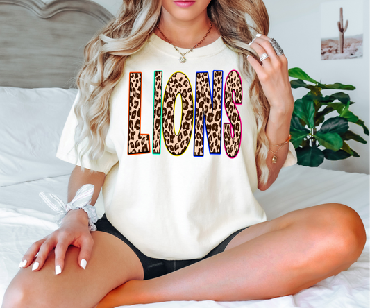 Lions Taupe Leopard Neon PNG Digital Download