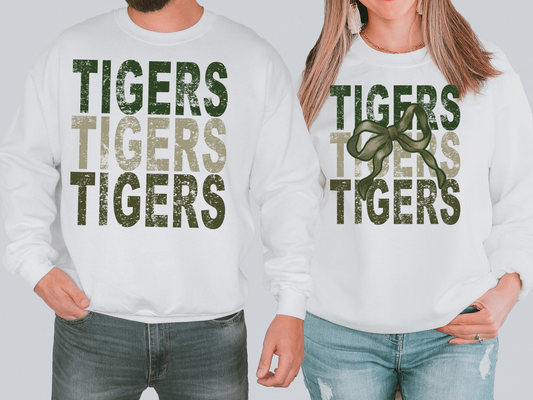 Tigers Repeat Camo Green Bow Digital Download
